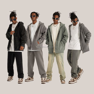 Sudaderas con cremallera completa Fleece Custom Logo Vintage Heavy Weight Hoodie French Terry Zip up Hoodies - Product Image 2