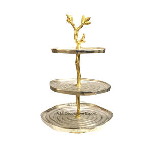 Ensemble de 10 supports à gâteaux en métal doré, élégants, en dentelle, pour table de dessert de mariage, présentoirs de luxe pour cupcakes et plateaux de service - Product Image 4