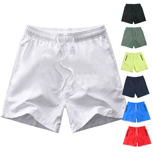 Shorts décontractés amples pour hommes grandes tailles, en toile polyester/coton, taille mi-haute avec cordon de serrage, longueur genou - Product Image 1