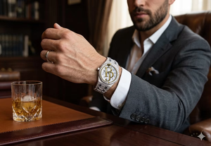 นาฬิกาข้อมือ Briva Luxury Square Analog ประดับเพชรเต็มหน้าปัด สำหรับผู้ชาย ระบบควอตซ์ ตัวเลขแบบอารบิก สีน้ำเงิน ตัวเรือนสแตนเลสสตีล กันน้ำ 10 บาร์ เป็นมิตรต่อสิ่งแวดล้อม - Product Image 3