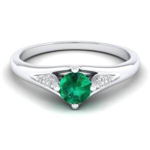 Bijoux REYES en argent sterling 925, anneaux sertis d'émeraudes rondes de 0,5 carat pour femmes, bijoux en moissanite certifiés GRA - Product Image 5