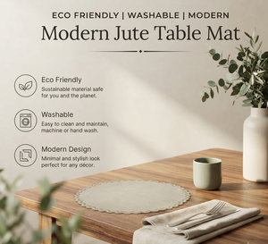 Mantel Individual Decorativo de Yute Tejido a Mano con Diseño de Onda Doble, 38 cm de Diámetro, Reutilizable, para Hogar y Cafetería, Disponible en Oferta - Product Image 4