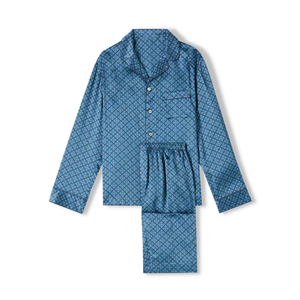 Nouvel ensemble de pyjama de luxe pour homme 100 % soie satinée respirante, vêtements de détente doux à manches longues, vêtements de nuit, logo personnalisé, grande taille, soie d'hiver - Product Image 3