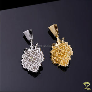 Exclusive Hip Hop <b>Crown</b> Animal Pendant with Fully Flooded Lab Grown Diamond Setting and <b>Silver</b> Finish - Product Image 4