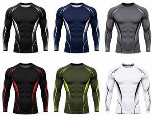 Premium Men's Long Sleeve Compression Rash Guard Eco-Friendly 180g Spandex Polyester Quick Dry Breathable <b>Athletic</b> Workout Shirt - Product Image 6