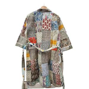 Women <b>Vintage</b> Patchwork <b>Kimono</b> Robe V Neck Three Quarter Sleeve Woven Lounge Sleepwear GIFT FOR HER - Product Image 6