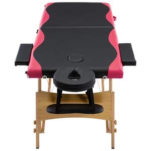Table de massage pliable en bois noir et rose à 2 zones, qualité supérieure, pour les thérapeutes - Product Image 4