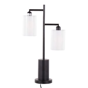 Cannes Contemporary <b>Black</b> <b>Metal</b> Table <b>Lamp</b> with White <b>Shades</b> Modern Elegant Design - Product Image 5