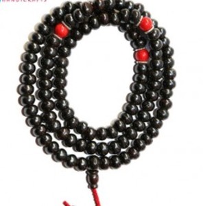 Mala de oración de 108 cuentas de hueso negro - Product Image 4