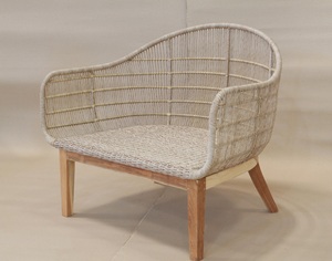 Sillón de Exterior con Estructura de Aluminio y Madera de Teca Sólida, Tejido de Ratán Sintético, Incluye Cojín y 1 Almohada - Product Image 3