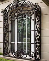Grille de sécurité décorative en fer forgé pour fenêtre, barrière extérieure en métal, cadre de protection de fenêtre au design minimaliste, protection fixe pour villa