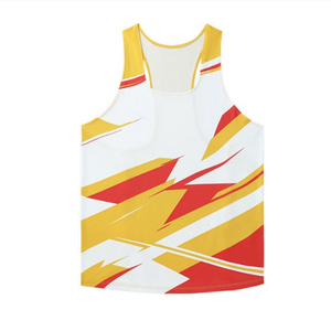 Débardeur de sublimation doré pour homme, haute qualité, 95% polyester, 5% élasthanne, sans manches - Product Image 3