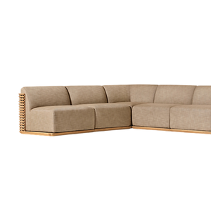 Modern Luxury Outdoor Sectional Sofa Furniture Set Solid Teak Wood <b>U</b>-Shaped Handcrafted with Soft and Comfortable Cushions - Product Image 3