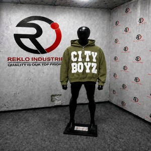 เสื้อฮู้ดซิป City Boyz Olive รุ่นโอเวอร์ไซส์สำหรับผู้ชาย ผ้าฟลีซ สตรีทแวร์ พิมพ์ลายโลโก้ด้านหน้า ทรงปกติ ใส่ได้ในฤดูใบไม้ร่วง สไตล์ลำลอง ใส่สบาย - Product Image 3