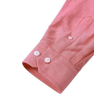 Chemise Oxford à manches longues pour homme, rose corail, légère, décontractée, respirante, coupe ajustée, avec poche poitrine, boutonnée - Product Image 3
