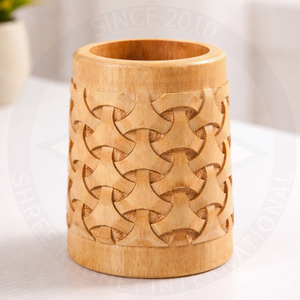 Mug en bois sculpté à la main avec motif géométrique, autocollant pour les célébrations de Diwali - Product Image 3