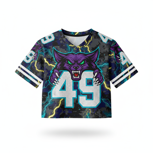 Maillot de football et de baseball bleu camouflage numérique avec motif loup, chemise d'équipe à manches courtes, grande taille, en maille, uniforme de sublimation OEM - Product Image 4