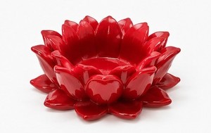 Sulfax Trading <b>Red</b> Ceramic Handmade Flower Shape Candlestick Holder Custom Logo Option UV Printing Home Decoration Valentine's - Product Image 3