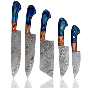 ชุดมีดทำครัวเหล็กดามัสกัสทำมือ ดีไซน์สมดุลเพื่อการเตรียมอาหารอย่างราบรื่น - Product Image 1