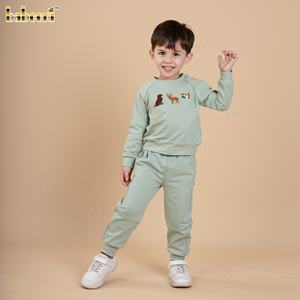Sweat-shirt en tricot pour garçons avec appliqué animal, 100% coton, certifié OEKO-TEX, ODM OEM, vente en gros, smocké, pour enfants, BC1414 Babeeni - Product Image 5