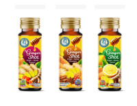 Grossiste – Boisson Énergisante au Gingembre 50ml – Boost Immunitaire – Miel et Cannelle – Pour Adultes – Bouteille en Verre – Goût Sucré – Marque Privée ODM – Faible MOQ