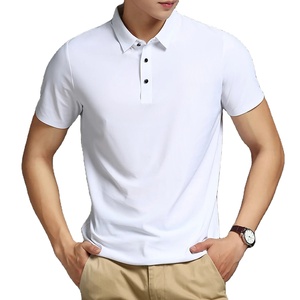 2025 verano blanco hombres para Polo camiseta de alta calidad 100% algodón sin rastro transpirable moda manga corta patrón sólido lona - Product Image 1