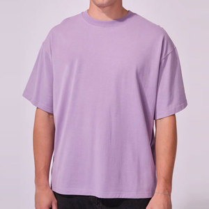 Custom Drop Shoulder Sleeves Short Men's T-Shirt Loose Fit Regular Design Pattern Knitted Fabric Solid Color Unisex T-Shirts - Product Image 5