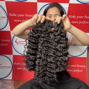 Luxury quality Weft Human Hair Double Weft Steam Burmese <b>Curly</b> Natural Color Only 100% Human Hair <b>Extensions</b> Ready To Ship - Product Image 5