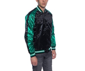 แจ็คเก็ตซาตินบอมเบอร์คุณภาพสูงสั่งทำพิเศษ โพลีเอสเตอร์ แจ็คเก็ตเบสบอลซาตินสำหรับฤดูหนาว ผู้ชายและผู้หญิง - Product Image 3