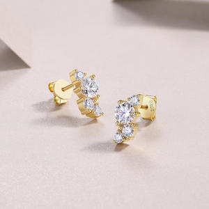VVS1 Lab Grown Diamond Round Brilliant Cut Luxury 925 Sterling Silver Silver Plated <b>Stud</b> <b>Earrings</b> <b>Fine</b> Jewelry for Women - Product Image 3
