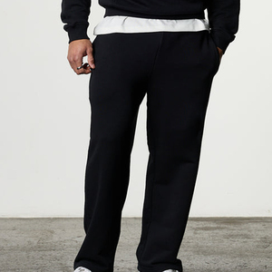 Pantalones Deportivos Negros de Algodón para Hombre, Cintura Elástica con Cordón, Estilo Casual, Bolsillos Laterales, Tejido de Punto Medio, para Otoño - Product Image 4