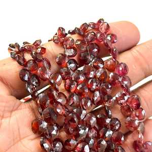 ลูกปัดโกเมนธรรมชาติจากโมซัมบิกทรงหัวใจเหลี่ยมเพชรพลอย ขนาด 5-6 มม. สำหรับทำเครื่องประดับ ความยาว 8 นิ้ว แบบเป็นเส้น จำนวนมาก - Product Image 5