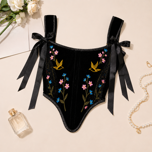 Corset Bustier Sculptant Sans Couture en Satin Noir Tissé Personnalisé OEM pour Femme, Broderie Florale, Effet Amincissant sur la Taille, Livraison DHL - Product Image 5