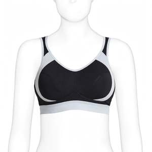 Sujetador deportivo sin costuras para mujer, espalda cruzada, cuello redondo, soporte medio, para yoga y entrenamiento, color azul liso, top atlético corto para gimnasio, venta al por mayor - Product Image 1