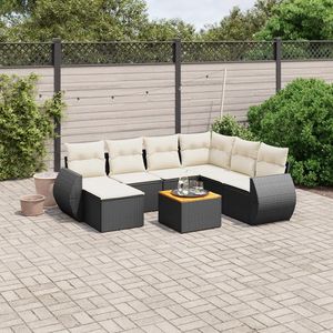 Ensemble de canapés de jardin en rotin noir, mobilier d'extérieur avec coussins en mousse haute densité, design contemporain imperméable - Product Image 3