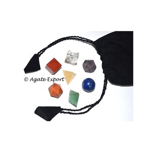 Juego de geometría de turmalina negra de 5 piezas Colección de artesanías de piedra semipreciosa - Product Image 3