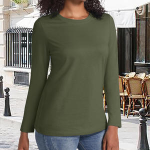 Nueva llegada, camiseta de manga larga a la moda para mujer, camisas de manga larga de color sólido, ropa de calle informal, camisetas de manga larga para mujer - Product Image 3