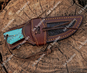 Cuchillo de caza y camping de hoja fija de 7 pulgadas, hecho a mano, con mango ergonómico de panal de abeja de aspecto moderno, OEM/ODM - Product Image 4