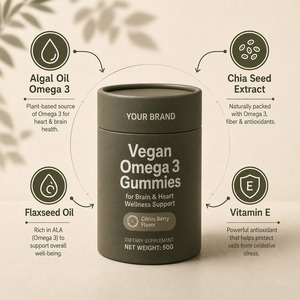 Gomitas Veganas Omega 3 de Marca Privada OEM para el Apoyo al Bienestar del Cerebro y el Corazón - Product Image 4