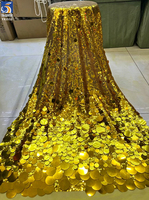 Tissu brodé de paillettes dorées de style européen YX1512 pour robe de soirée, jupe et vêtements de mode de luxe