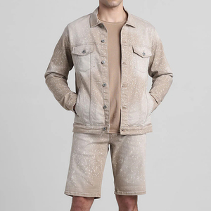 <b>Men's</b> Korean Version of Denim Outer Suit Casual Collocation Handsome Trendy <b>Jacket</b> Tops and Shorts printed - Product Image 2