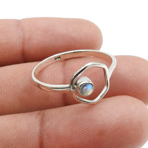Amazing Design Solid 925 Sterling Silver <b>Ring</b> With Natural Rainbow <b>Moonstone</b> Gemstone Bohemian Design Jewelry For Women - Product Image 2