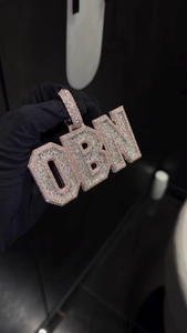 Moissanite Iced Out Baby <b>Initial</b> Pendant Hip Hop Letter <b>Necklace</b> Luxury Streetwear Jewelry Bold Mens Fashion Statement Gift - Product Image 1