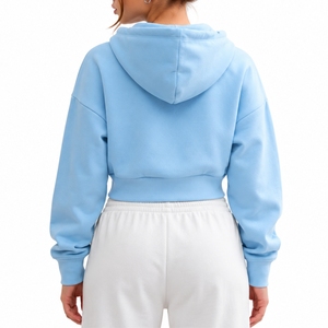 Hoodie court personnalisé pour femme en polaire avec fermeture éclair sur le devant, imprimé Hawk Bawk, manches classiques, style streetwear confortable, sur mesure pour femme - Product Image 2