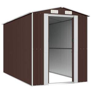 Dark Brown 75.6"x140.6"x87.8" Galvanized Steel <b>Garden</b> <b>Shed</b> for <b>Storage</b> - Product Image 4