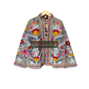 Textile indien broderie à la main veste tissé à la main coton Khadi veste pardessus unisexe hiver manteau fête porter ODM pour les femmes - Product Image 1