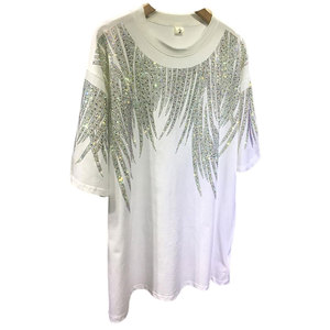 Eco Friendly Breathable Quick Dry Regular Fit Men's Polyester/Cotton Fleece Short Sleeve Rhinestone T-Shirts Casual Adult - Product Image 1