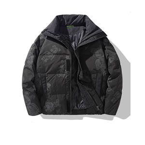 Men's Casual Stand Zipper Front Letter <b>Reversible</b> Puffer Jacket Winter Warm Insulated Hooded Windproof Outdoor <b>Coat</b> OEM ODM - Product Image 1