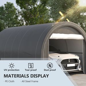 Tenda da parcheggio/porto auto portatile resistente 16FT X 10FT con porta a cerniera grande, copertura in PE anti-UV per auto e camion, in HDPE per deposito/temporanea conservazione - Product Image 4