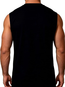 Débardeur noir à manches courtes pour homme avec motif haltère et tasse de café ECG, col rond, coupe classique, 100 % coton, écologique - Product Image 2